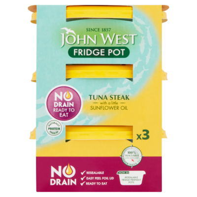 No Drain Fridge Pot Tuna Steak With A Little Sunflower Oil – 3 X 110g No Drain Fridge Pot Tuna Steak With A Little Sunflower Oil – 3 X 110g