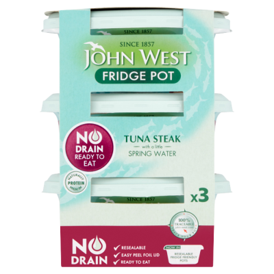 No Drain Fridge Pot Tuna Steak With A Little Spring Water – 3 X 110g No Drain Fridge Pot Tuna Steak With A Little Spring Water – 3 X 110g